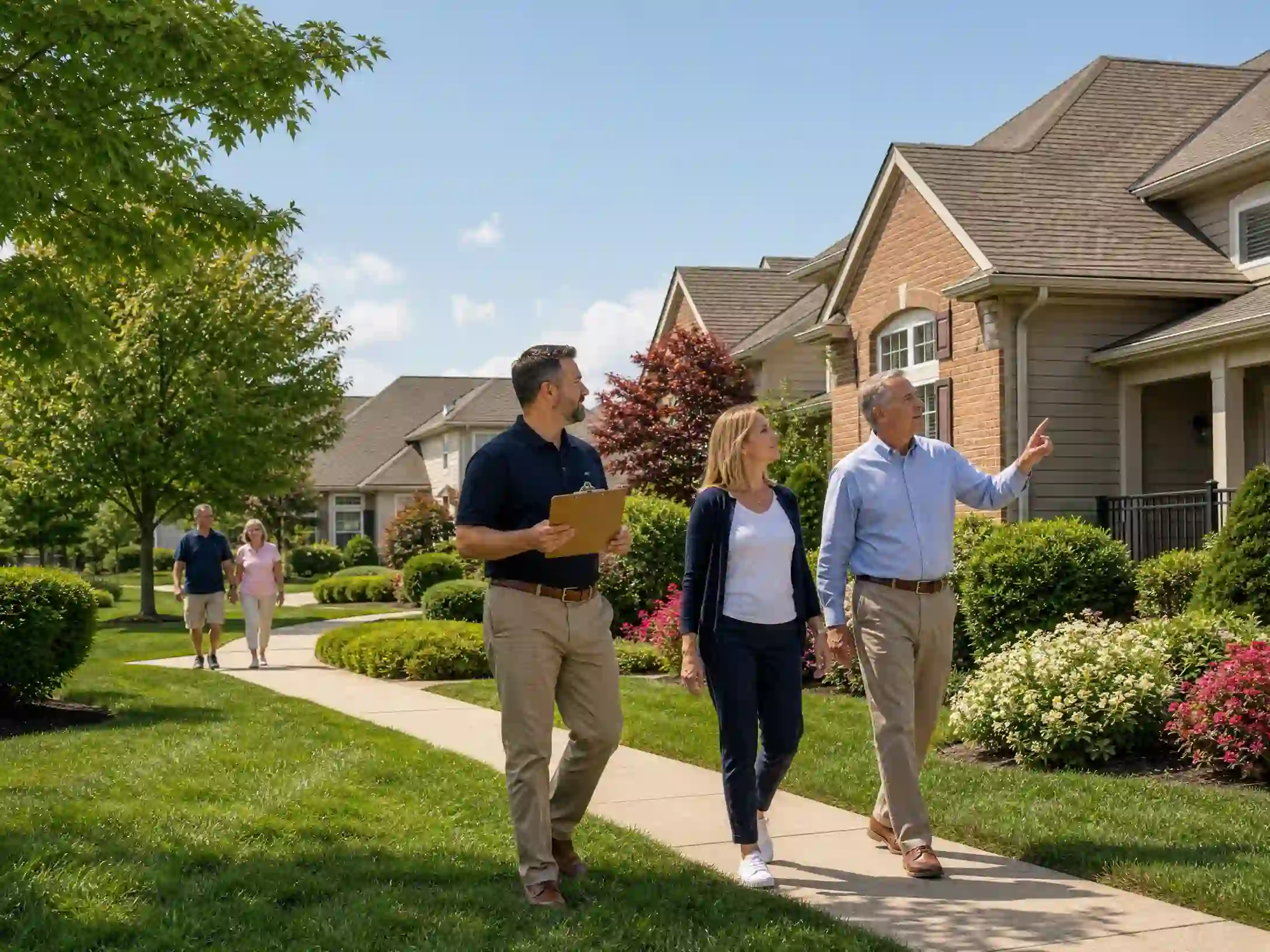 HOA board members and a property manager inspecting a community in Livonia, MI.